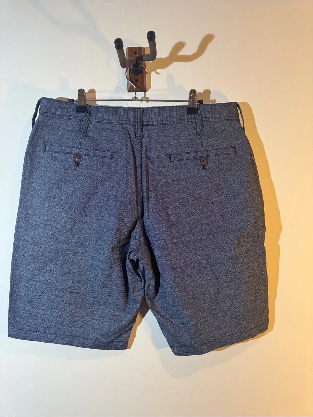 Express Men's Heathered Navy Flat Front Shorts